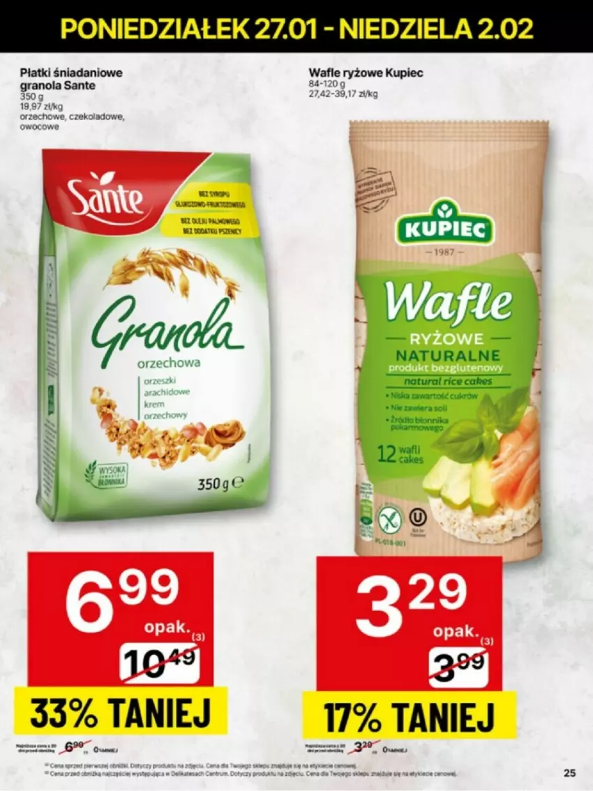 Gazetka promocyjna Delikatesy Centrum - ważna 27.01 do 02.02.2025 - strona 18 - produkty: Danio, Gra, Granola, Kupiec, Piec, Ryż, Sante, Wafle