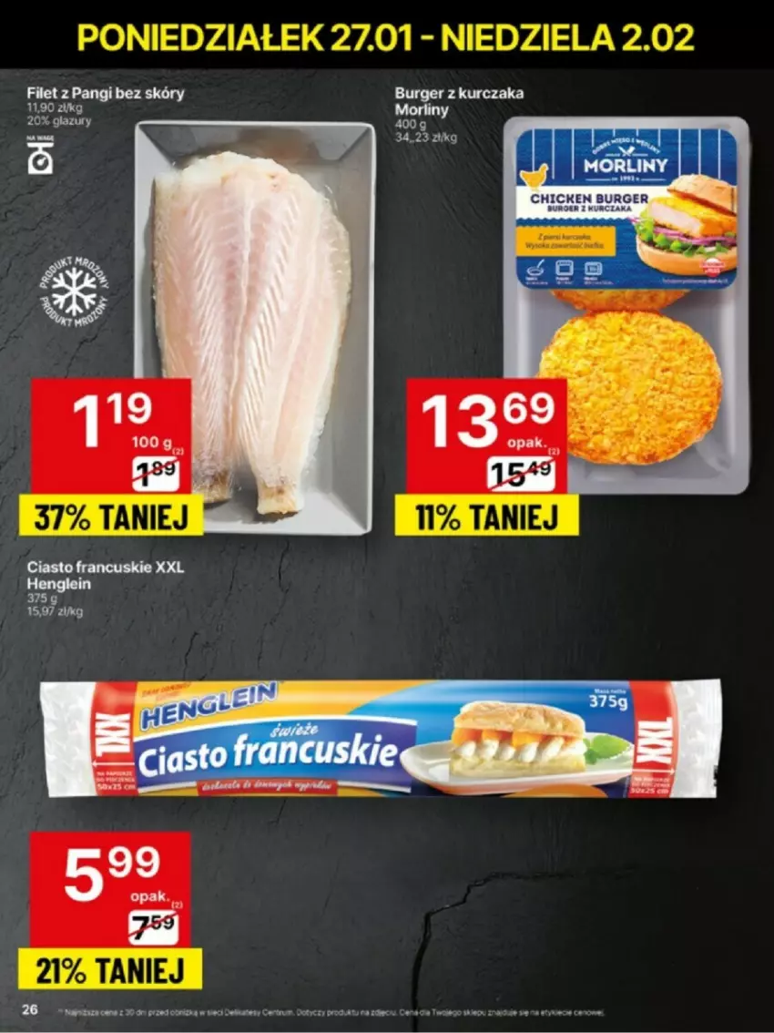 Gazetka promocyjna Delikatesy Centrum - ważna 27.01 do 02.02.2025 - strona 19 - produkty: Burger, Ciasto francuskie, Filet z pangi