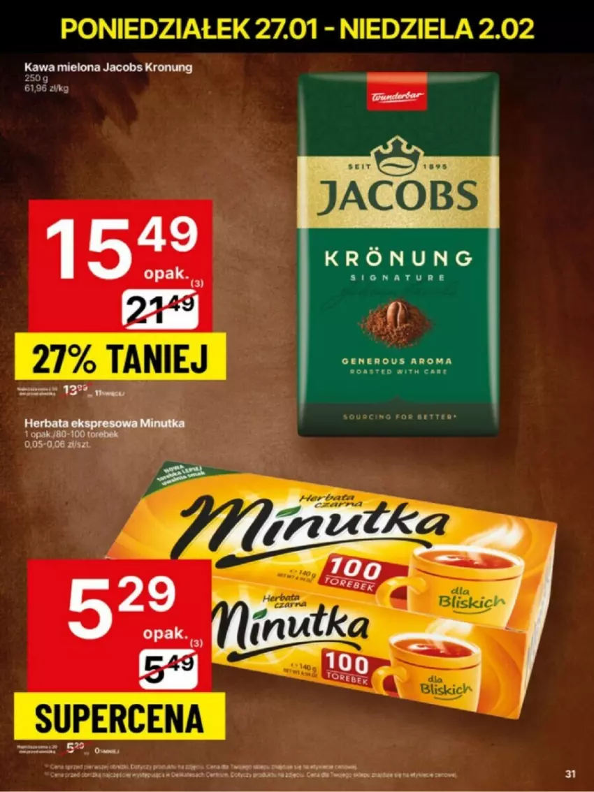 Gazetka promocyjna Delikatesy Centrum - ważna 27.01 do 02.02.2025 - strona 25 - produkty: Jacobs, Kawa, Kawa mielona