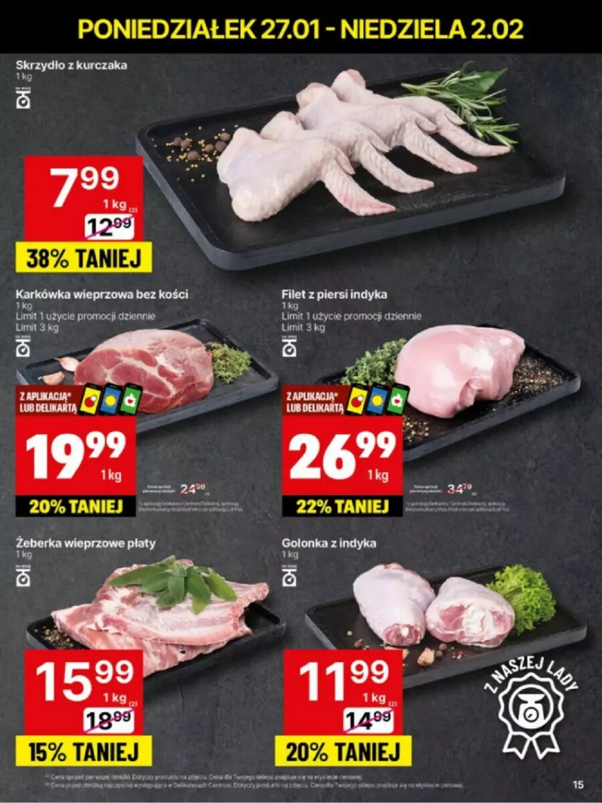 Gazetka promocyjna Delikatesy Centrum - ważna 27.01 do 02.02.2025 - strona 7 - produkty: Filet z piersi indyka, Golonka z indyka, Karkówka wieprzowa, Kurczak, LG