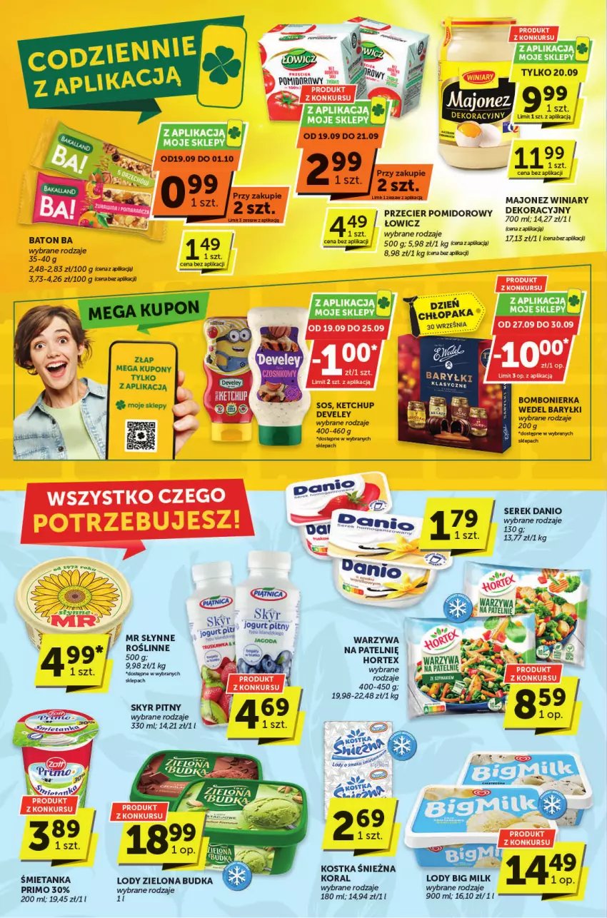 Gazetka promocyjna ABC - ważna 19.09 do 01.10.2024 - strona 2 - produkty: Baton, Big Milk, Danio, Hortex, Lody, Majonez, Ser, Serek, Słynne, Warzywa, Winiary, Zielona Budka