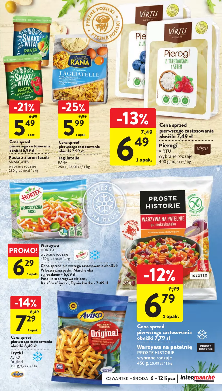 Gazetka promocyjna Intermarche - Gazetka Intermarche - ważna 06.07 do 12.07.2023 - strona 21 - produkty: Fa, Frytki, Gin, Hortex, Kalafior, Marchewka, Pierogi, Smakowita, Tagliatelle, Virtu, Warzywa