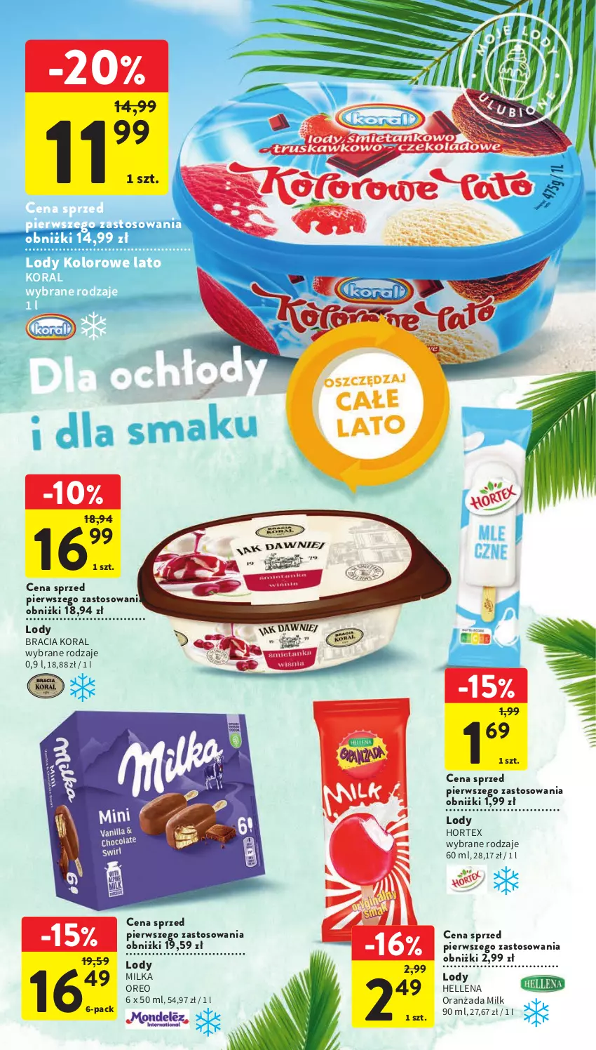 Gazetka promocyjna Intermarche - Gazetka Intermarche - ważna 06.07 do 12.07.2023 - strona 24 - produkty: Hellena, Hortex, Lody, Milka, Oranżada, Oreo