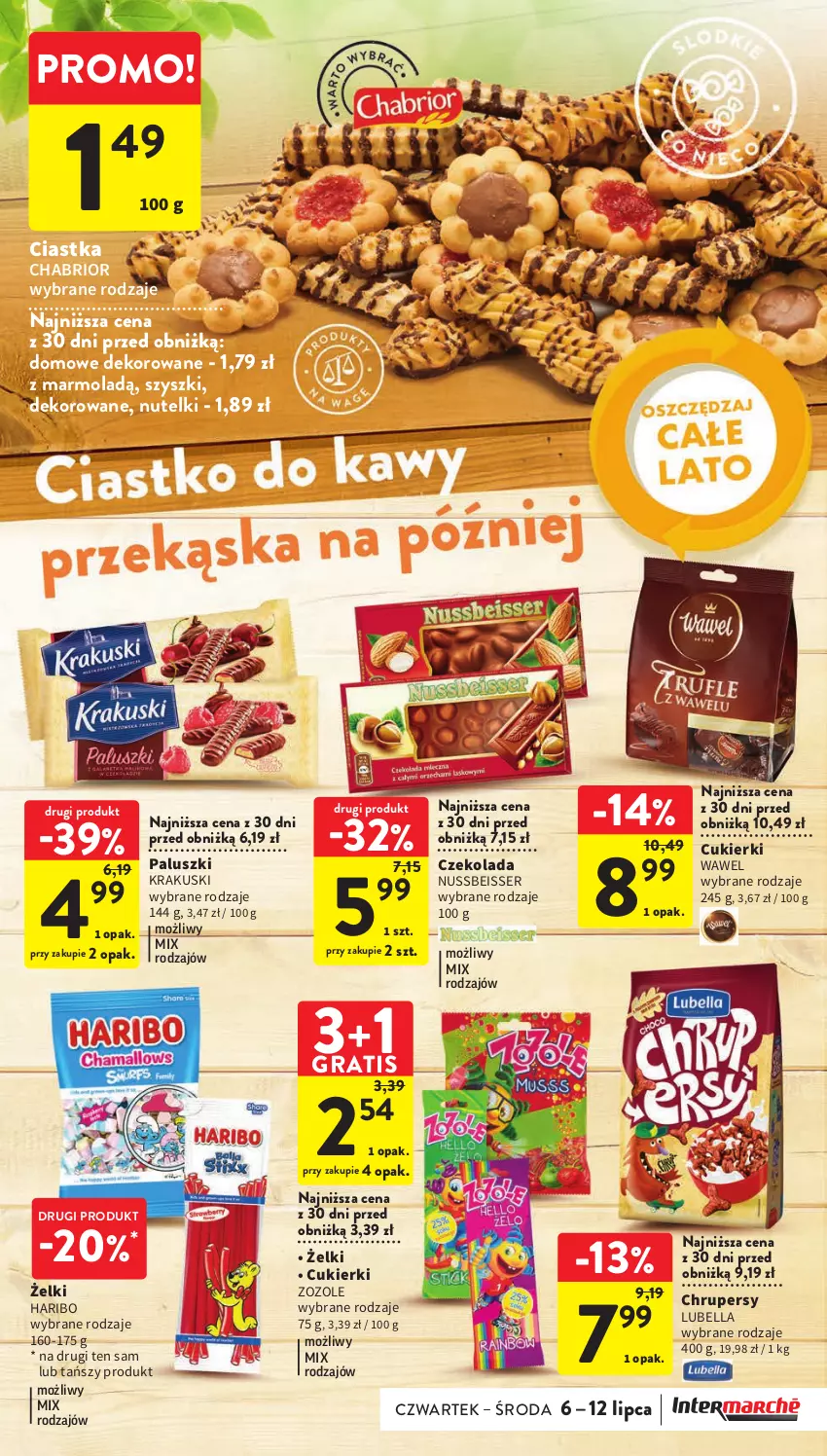 Gazetka promocyjna Intermarche - Gazetka Intermarche - ważna 06.07 do 12.07.2023 - strona 29 - produkty: Bell, Bella, Chabrior, Ciastka, Cukier, Cukierki, Czekolada, Gra, Haribo, Krakus, Krakuski, Lubella, Mola, Ser, Wawel