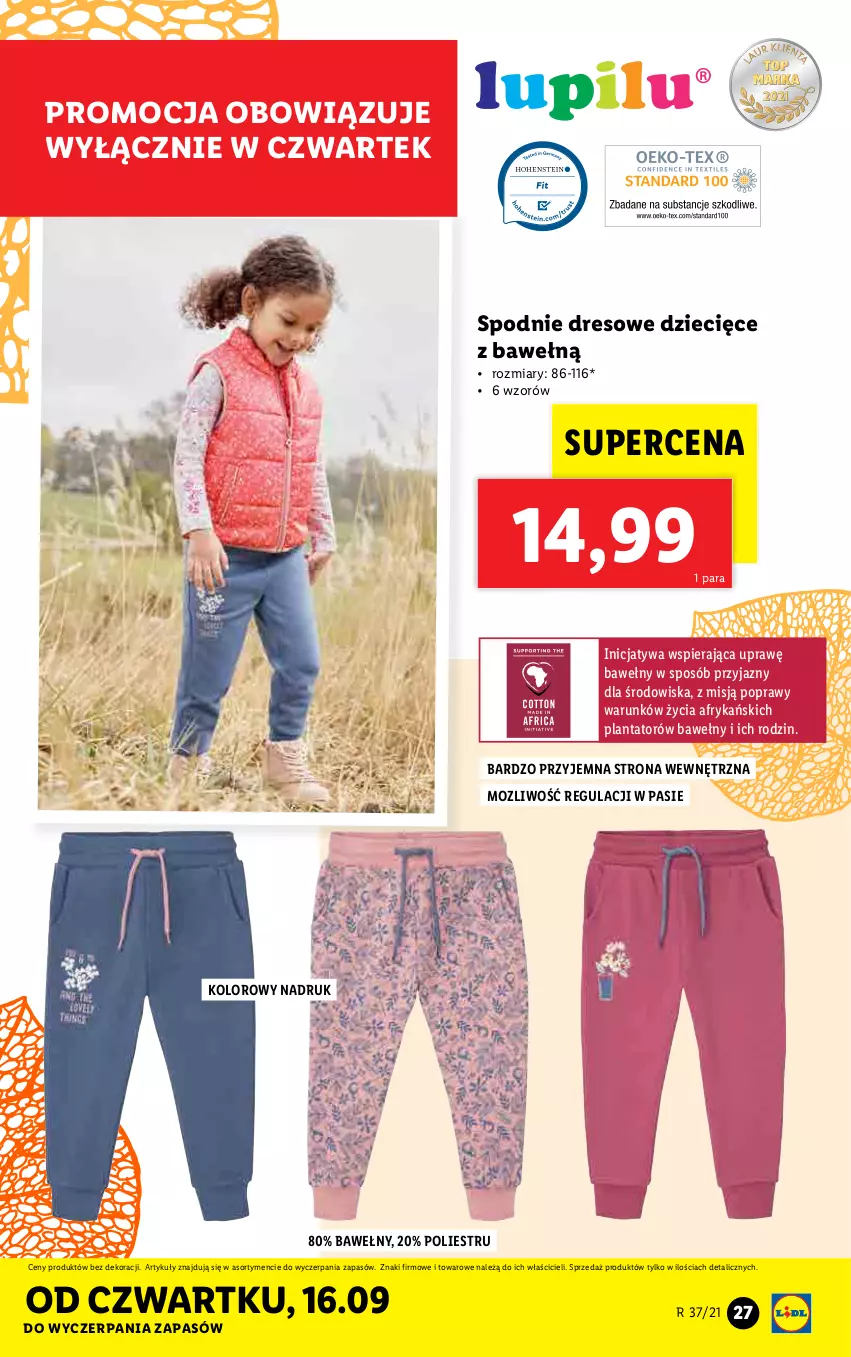 Gazetka promocyjna Lidl - GAZETKA - ważna 13.09 do 19.09.2021 - strona 27 - produkty: Dres, Dzieci, Spodnie, Spodnie dresowe