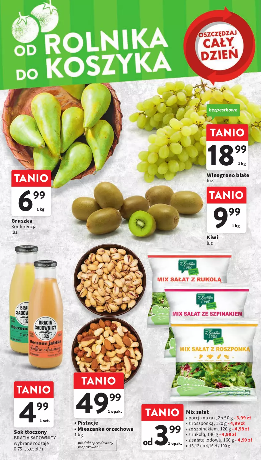 Gazetka promocyjna Intermarche - Gazetka Intermarche - ważna 11.01 do 17.01.2024 - strona 10 - produkty: Kiwi, Mieszanka orzechowa, Pistacje, Por, Sałat, Sok, Szpinak, Wino