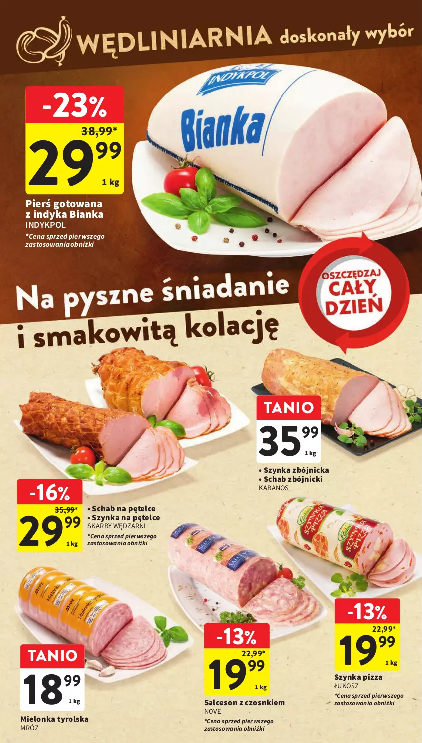 Gazetka promocyjna Intermarche - Gazetka Intermarche - ważna 11.01 do 17.01.2024 - strona 16 - produkty: Bianka, Kabanos, Kosz, Mielonka tyrolska, Pizza, Salceson, Szynka