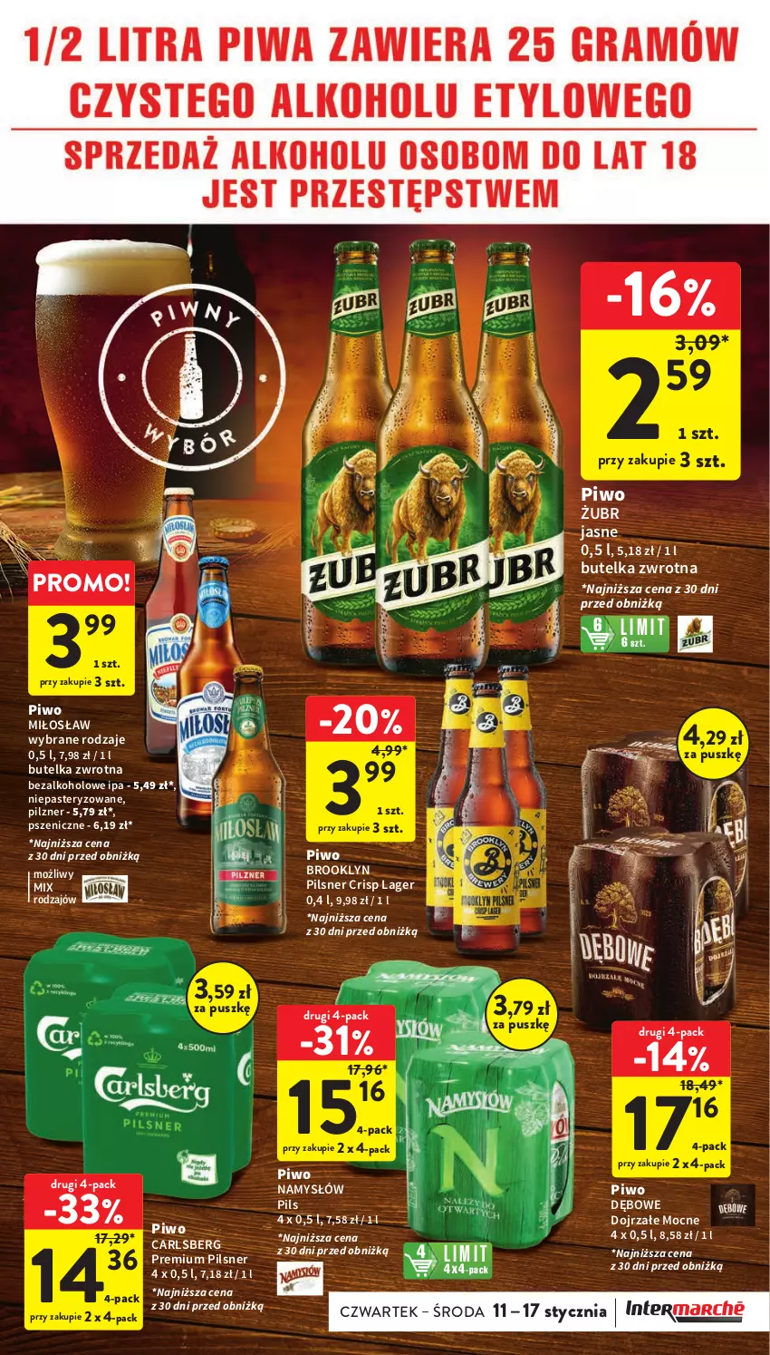 Gazetka promocyjna Intermarche - Gazetka Intermarche - ważna 11.01 do 17.01.2024 - strona 33 - produkty: Carlsberg, Namysłów, Piwo