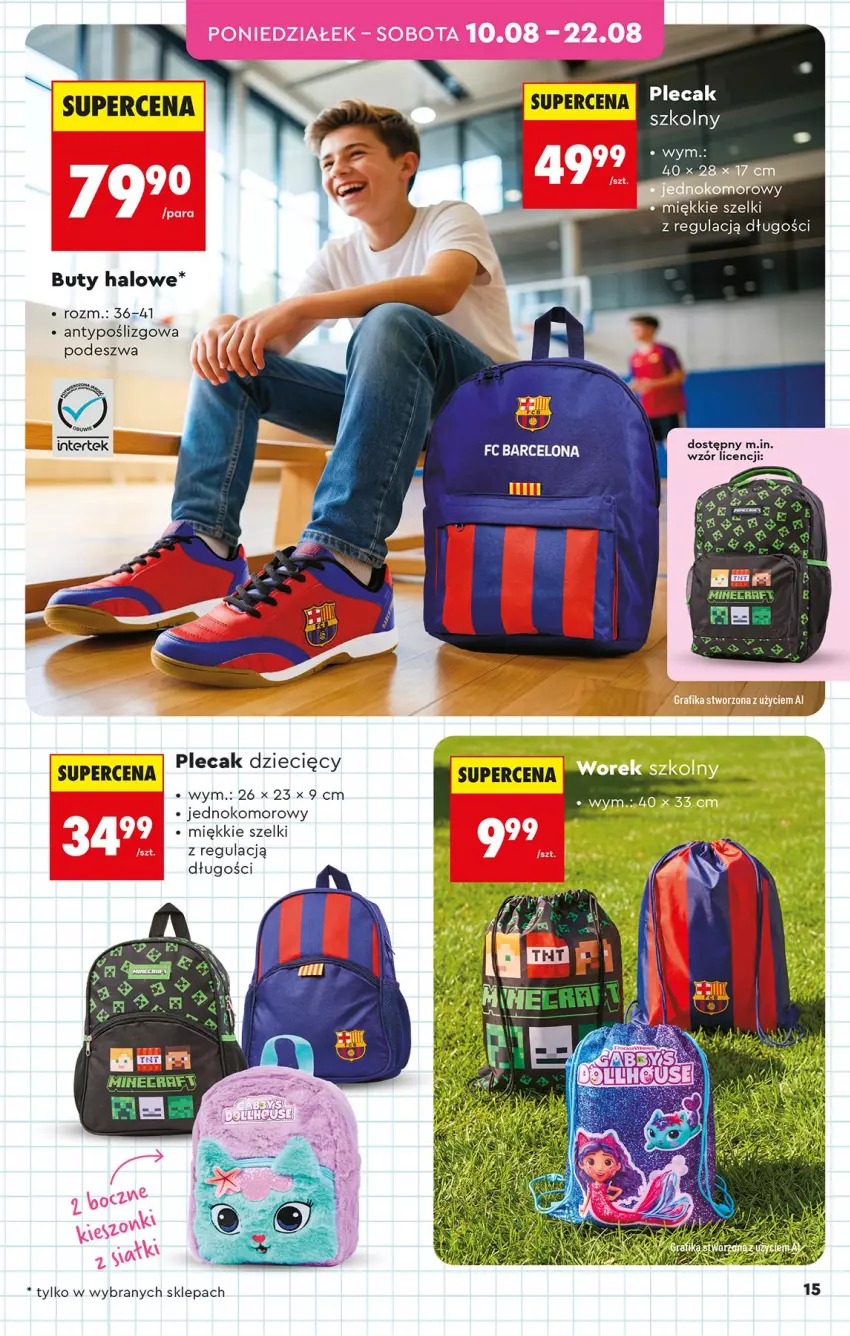 Gazetka promocyjna Biedronka - Okazje Tygodnia - ważna 10.08 do 22.08.2026 - strona 15 - produkty: Buty, Dzieci, Halo, Plecak