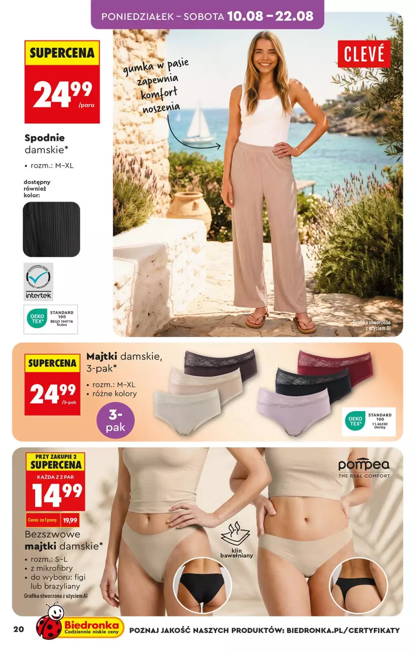 Gazetka promocyjna Biedronka - Okazje Tygodnia - ważna 10.08 do 22.08.2026 - strona 20 - produkty: Fa, Figi, Gra, Grafika, Majtki, Spodnie