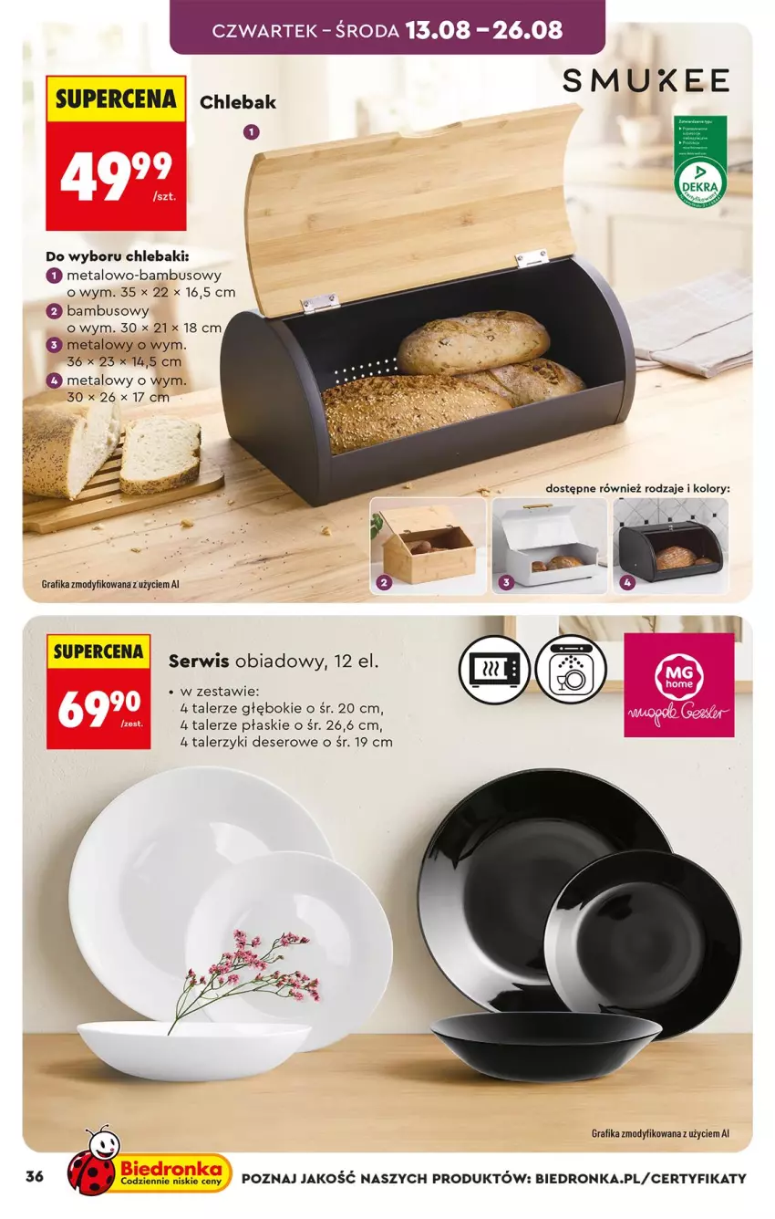 Gazetka promocyjna Biedronka - Okazje Tygodnia - ważna 10.08 do 22.08.2026 - strona 36 - produkty: Chleb, Chlebak, Deser, Gra, Grafika, Ser, Serwis obiadowy, Talerz, Talerzyk