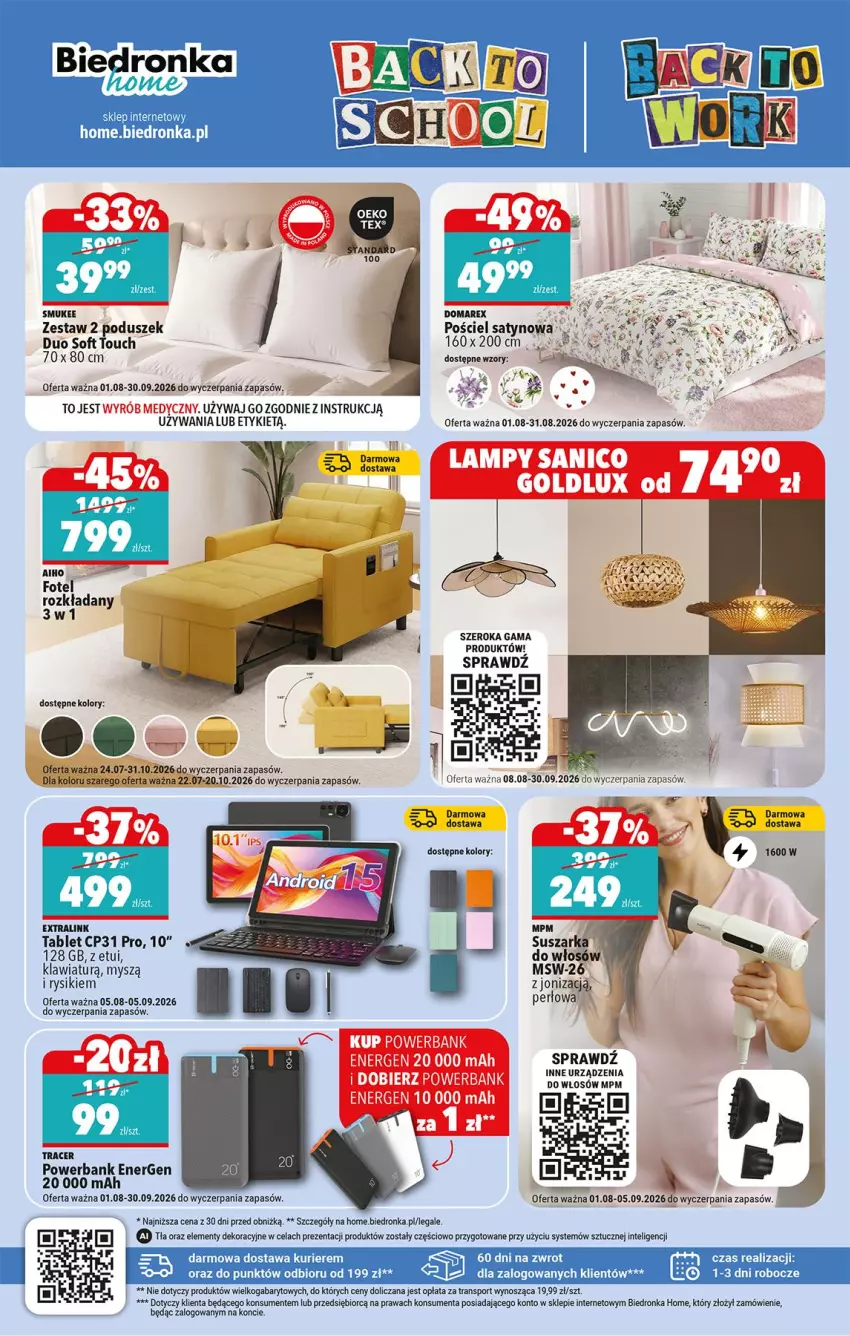 Gazetka promocyjna Biedronka - Okazje Tygodnia - ważna 10.08 do 22.08.2026 - strona 42 - produkty: Acer, Fa, Feta, Fotel, Intel, Mysz, Por, Pościel, Powerbank, Sport, Tablet, Tran
