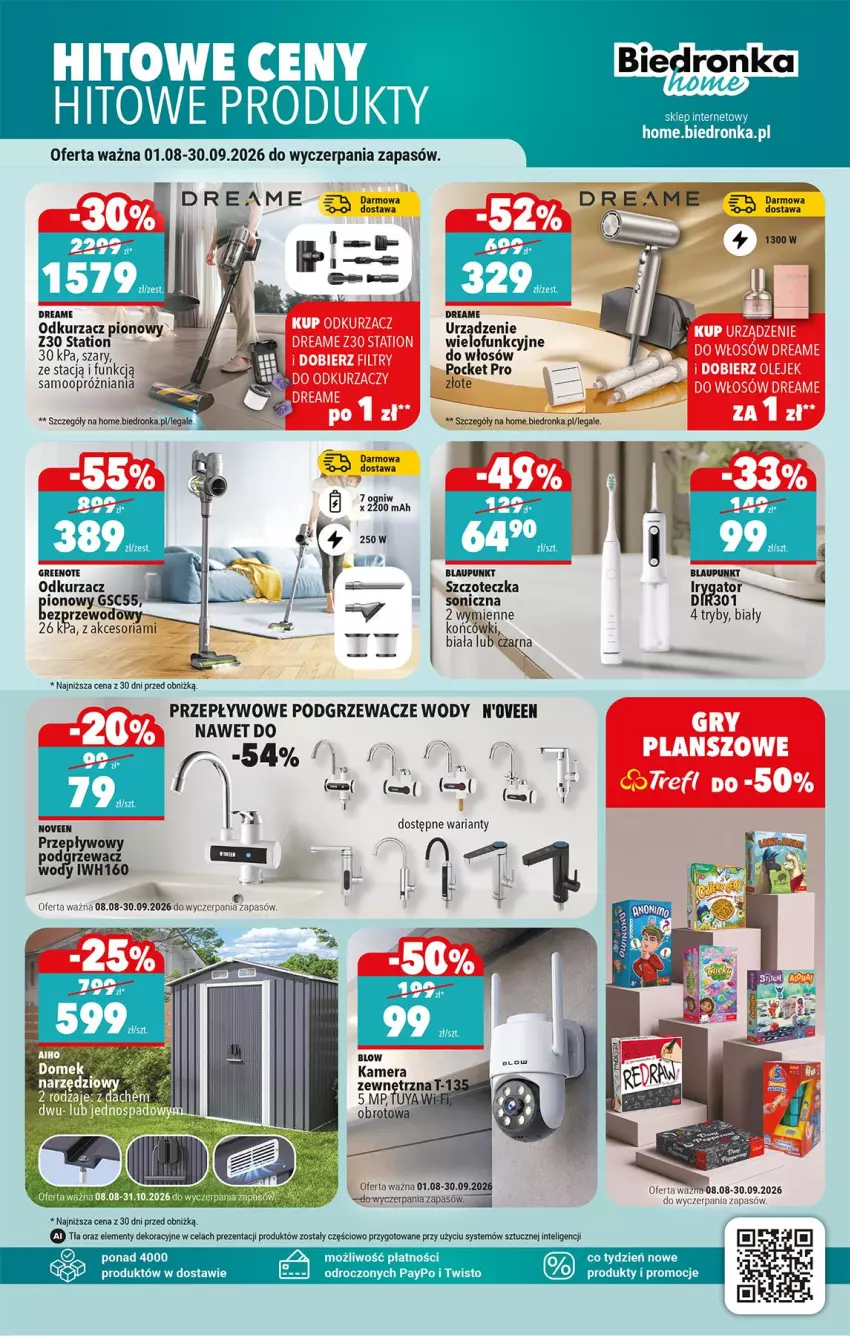 Gazetka promocyjna Biedronka - Okazje Tygodnia - ważna 10.08 do 22.08.2026 - strona 43 - produkty: Gry, Intel, Irygator, Kamera, Odkurzacz, Olej, Podgrzewacze, Podgrzewacze wody, Szczoteczka