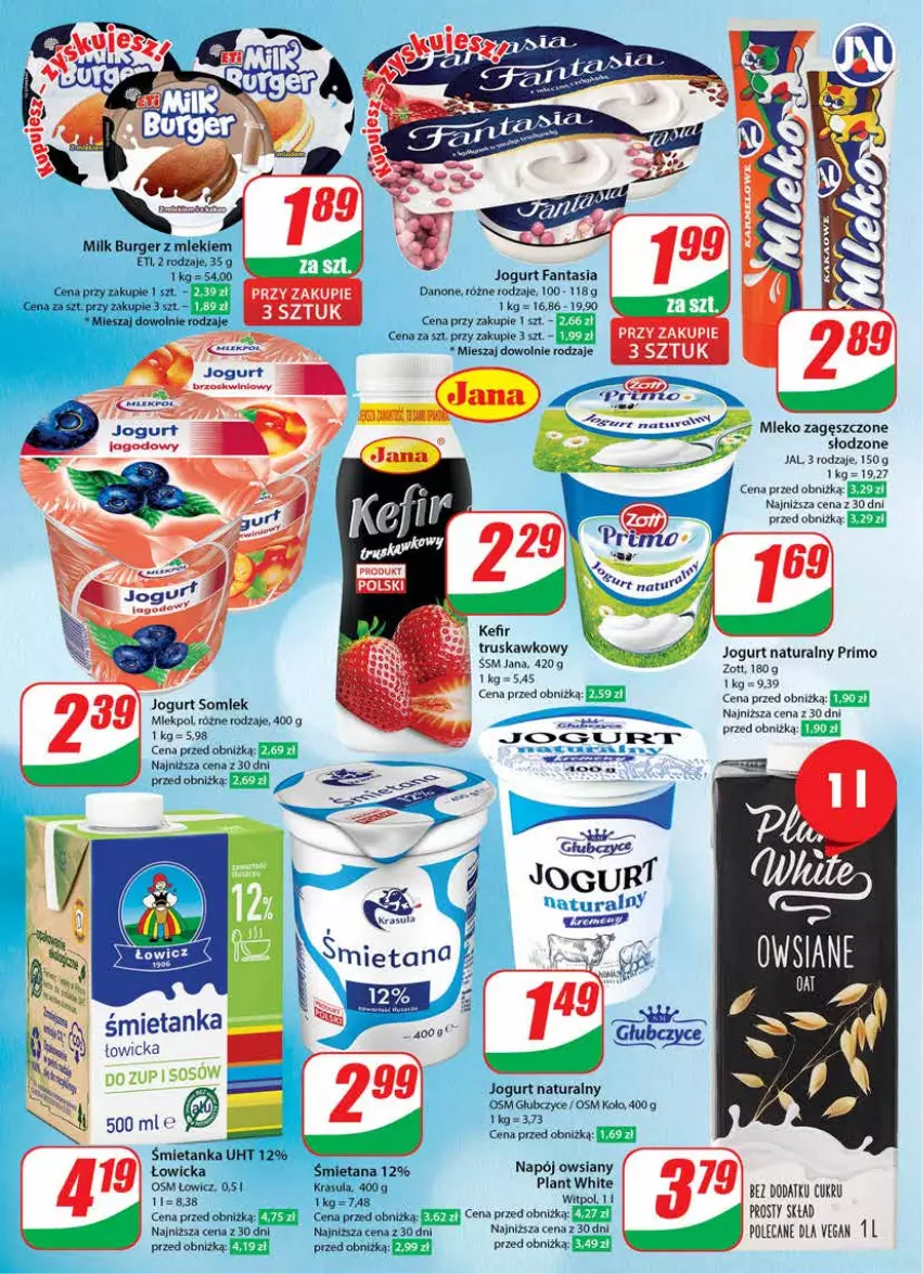 Gazetka promocyjna Dino - Gazetka 48 - ważna 28.11 do 05.12.2023 - strona 16 - produkty: Burger, Danone, Fa, Fanta, Jogurt, Jogurt naturalny, Kefir, Zott