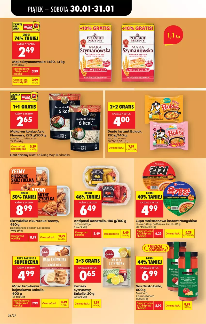 Gazetka promocyjna Biedronka - Gazetka - ważna 30.01 do 06.02.2026 - strona 30 - produkty: Bell, Gra, Kurczak, Mąka, Makaron, Masa krówkowa, Miska, Parmezan, Piec, Saska, Ser, Skrzydełka z kurczaka, Sos, Spaghetti, Zupa