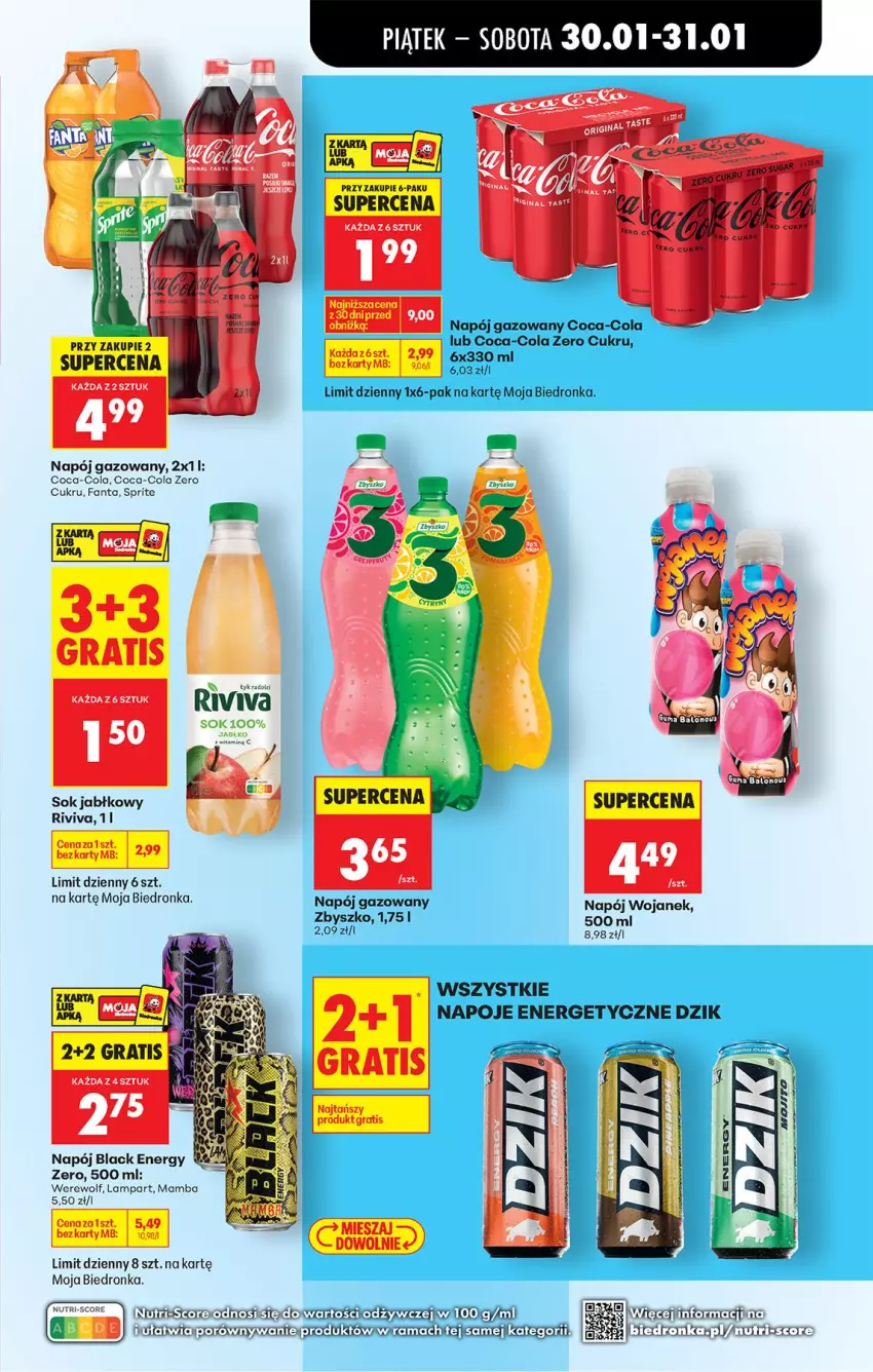 Gazetka promocyjna Biedronka - Gazetka - ważna 30.01 do 06.02.2026 - strona 33 - produkty: Coca-Cola, Fa, Fanta, Gin, Gra, Lack, Lampa, Mamba, Napój, Napój gazowany, Napoje, Sok, Sok jabłkowy, Sprite