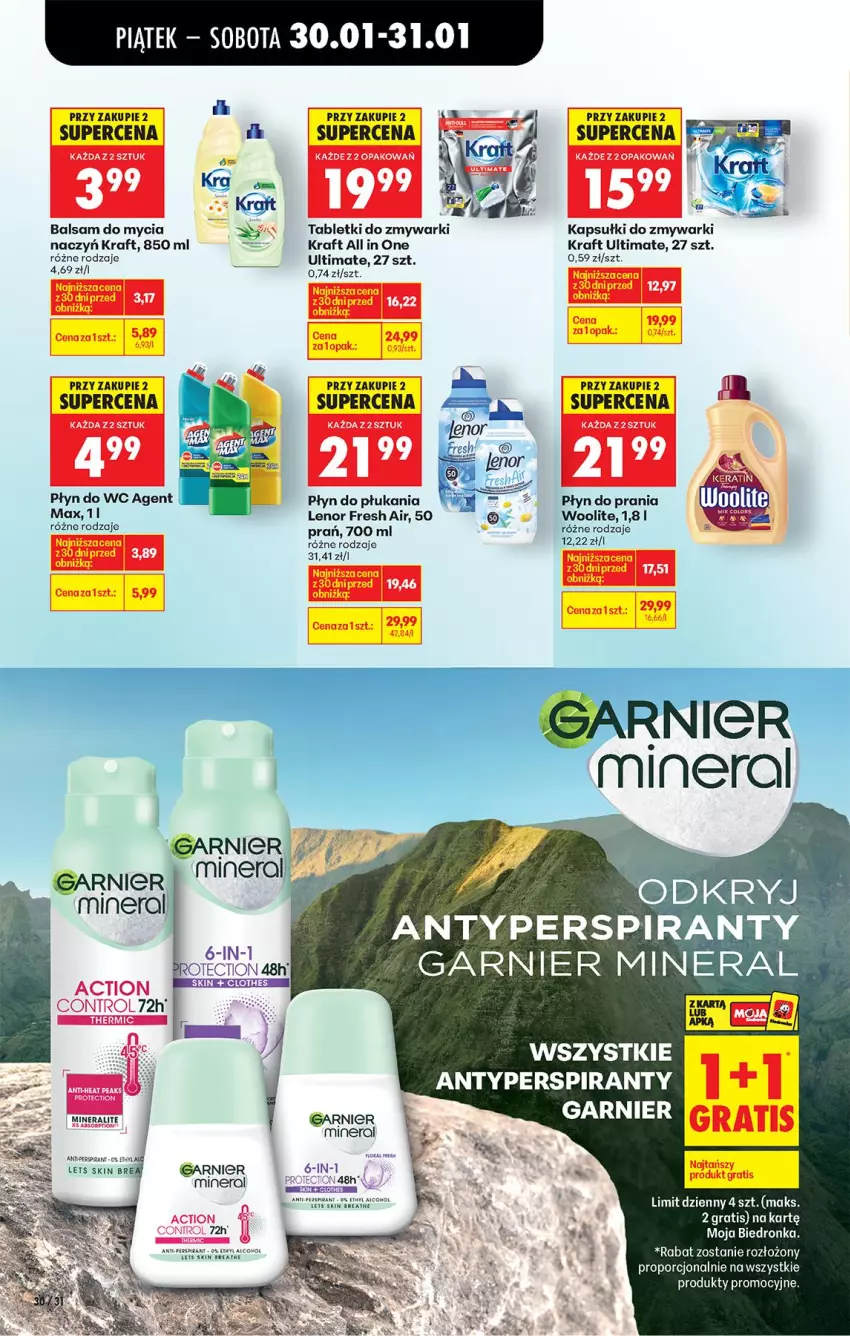 Gazetka promocyjna Biedronka - Gazetka - ważna 30.01 do 06.02.2026 - strona 34 - produkty: Alcon, Antyperspirant, Garnier, Gra, Lenor, Płyn do płukania, Płyn do prania, Płyn do wc, Por, Tablet, Zmywarki
