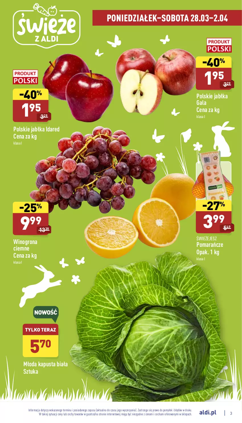 Gazetka promocyjna Aldi - Katalog spożywczy - ważna 28.03 do 02.04.2022 - strona 3 - produkty: Gala, Jabłka, Pomarańcze, Tera, Wino, Winogrona
