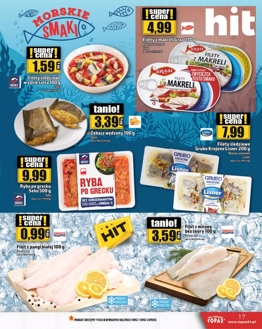 Gazetka promocyjna Topaz - Gazetka - ważna 19.09 do 25.09.2024 - strona 17 - produkty: Fa, Filet z pangi, Gra, Graal, Lisner, SEKO, Top