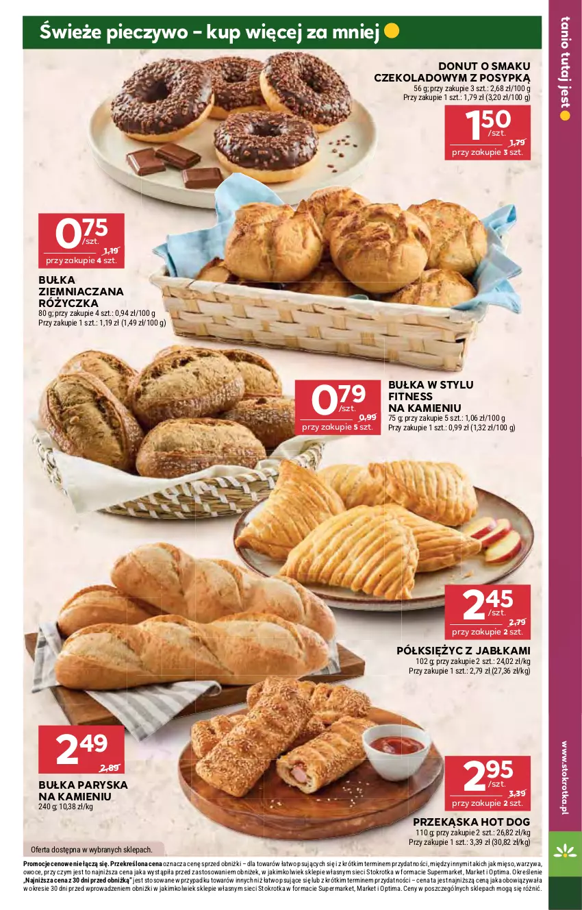 Gazetka promocyjna Stokrotka - Market - ważna 22.10 do 28.10.2026 - strona 24 - produkty: Bułka, Donut, Hot dog, Jabłka, Mięso, Optima, Owoce, Piec, Pieczywo, Warzywa