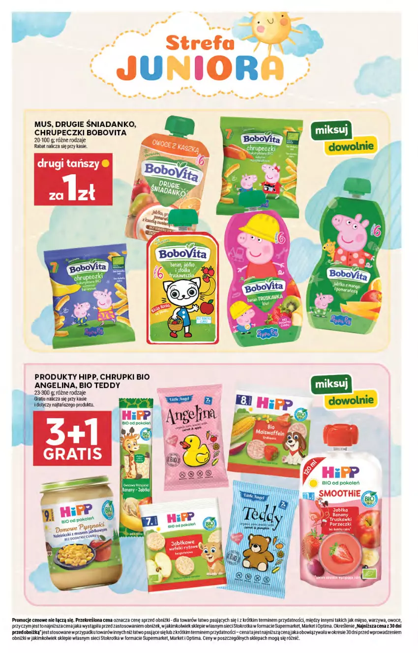 Gazetka promocyjna Stokrotka - Market - ważna 22.10 do 28.10.2026 - strona 33 - produkty: Banany, BoboVita, Chrupki, Fa, HiPP, Jabłka, Mięso, Mus, Optima, Owoce, Warzywa