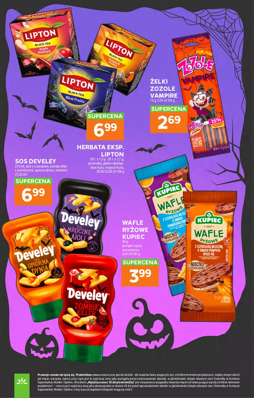 Gazetka promocyjna Stokrotka - Market - ważna 22.10 do 28.10.2026 - strona 39 - produkty: Herbata, Imbir, Kupiec, Lipton, Mięso, Optima, Owoce, Piec, Ryż, Sos, Tropical, Wafle, Warzywa