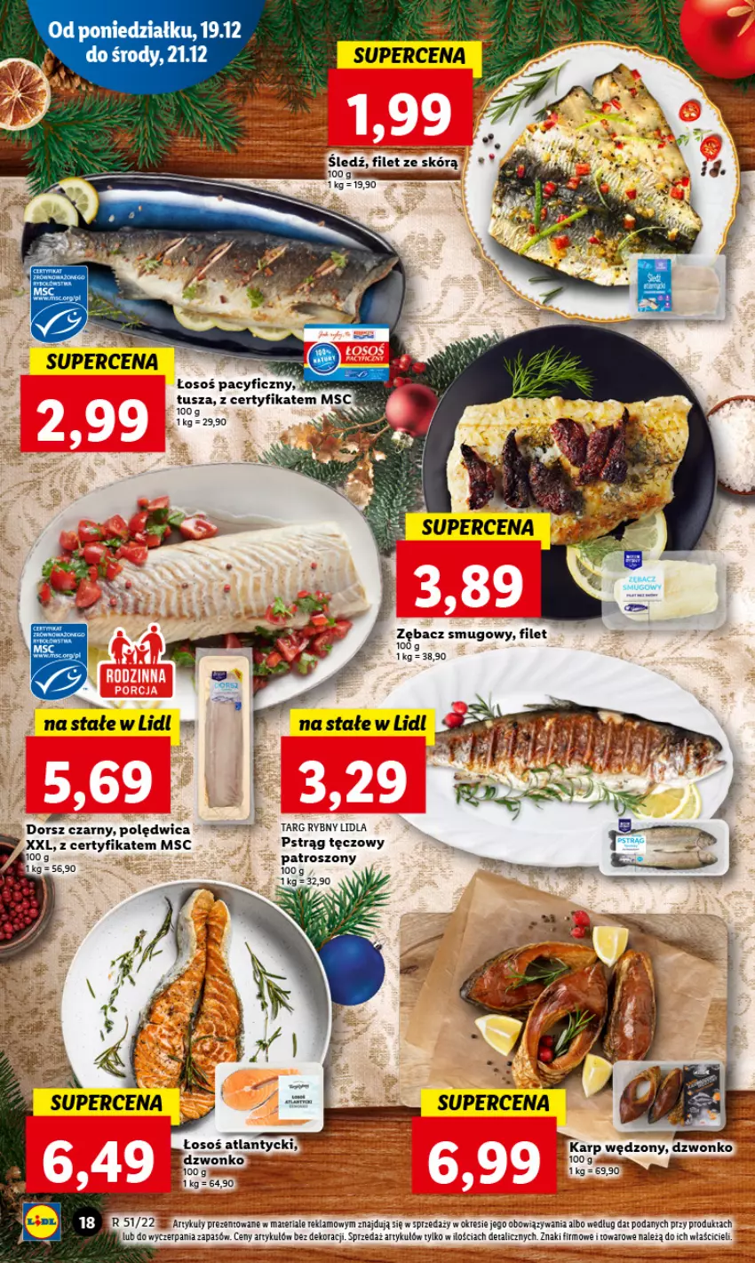 Gazetka promocyjna Lidl - GAZETKA - ważna 19.12 do 21.12.2022 - strona 22 - produkty: Dorsz, Gry, Polędwica, Pstrąg, Pstrąg tęczowy, Tusz