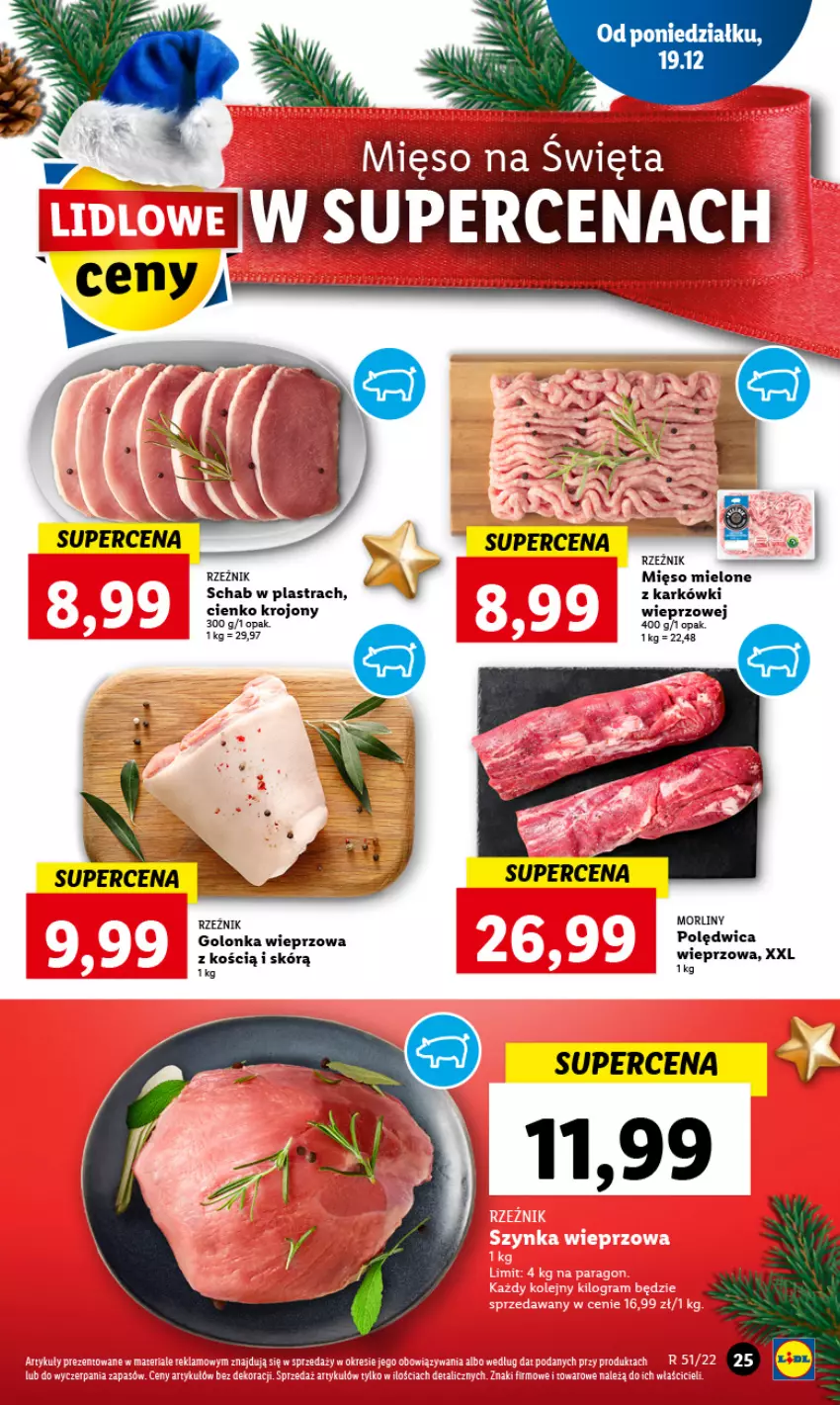 Gazetka promocyjna Lidl - GAZETKA - ważna 19.12 do 21.12.2022 - strona 29 - produkty: Golonka wieprzowa, Mięso, Mięso mielone, Morliny, Polędwica