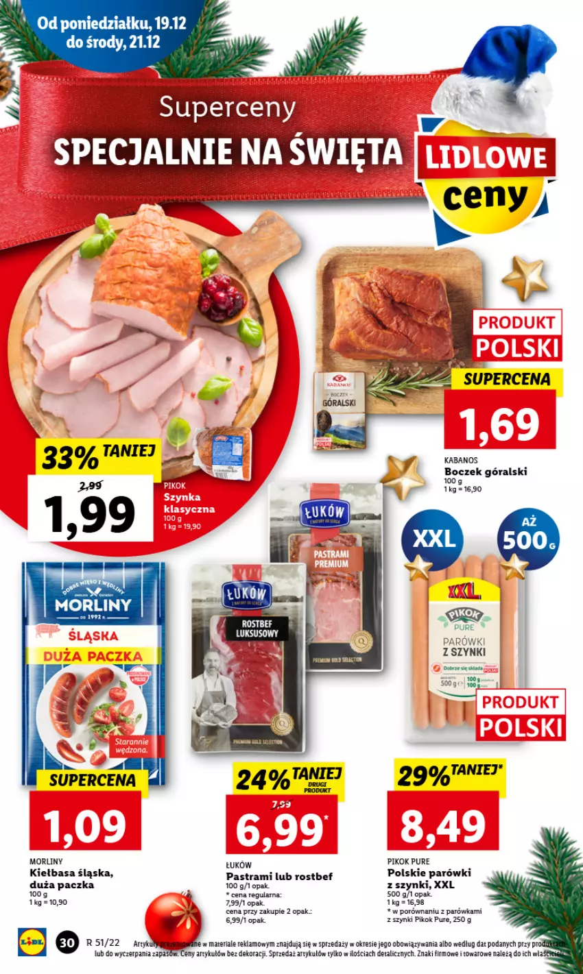 Gazetka promocyjna Lidl - GAZETKA - ważna 19.12 do 21.12.2022 - strona 34 - produkty: Boczek, Kiełbasa, Kiełbasa śląska, Morliny, Parówki, Parówki z szynki, PIKOK, Por, Pur, Rostbef