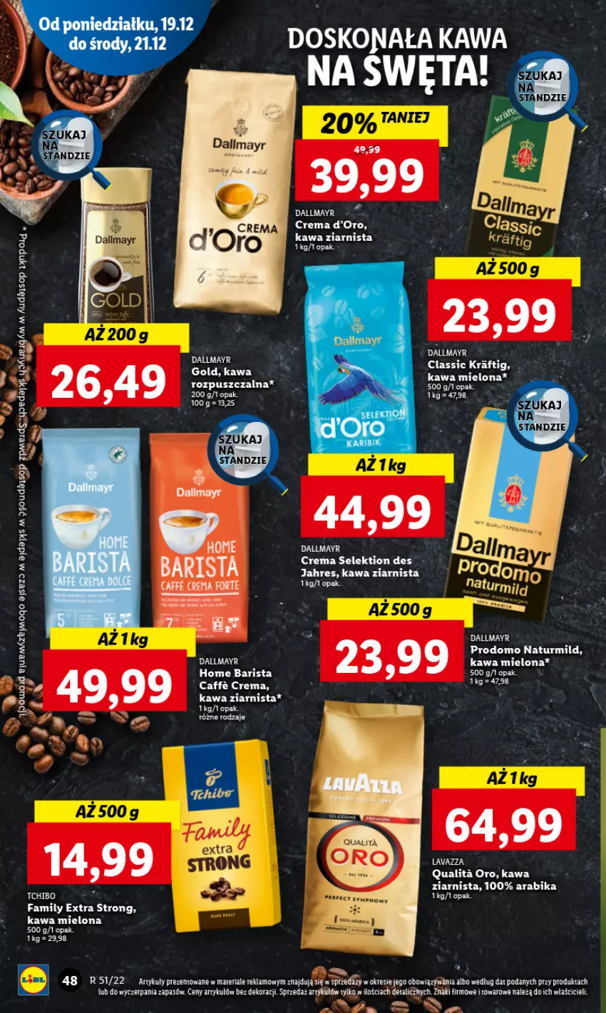 Gazetka promocyjna Lidl - GAZETKA - ważna 19.12 do 21.12.2022 - strona 56 - produkty: Dallmayr, Fa, Kawa, Kawa mielona, Kawa rozpuszczalna, Kawa ziarnista, Lavazza