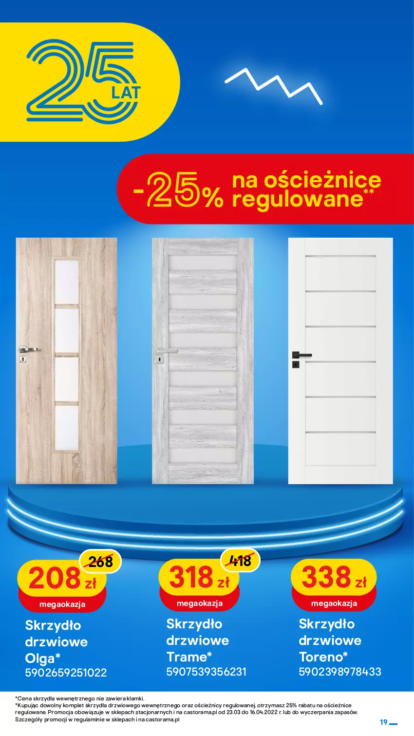 Gazetka promocyjna Castorama - Gazetka Castorama - ważna 23.03 do 16.04.2022 - strona 19 - produkty: Astor, Drzwi, Lampa, Lampa wisząca, LG, Philips, Rama, Ser, Skrzydło drzwiowe