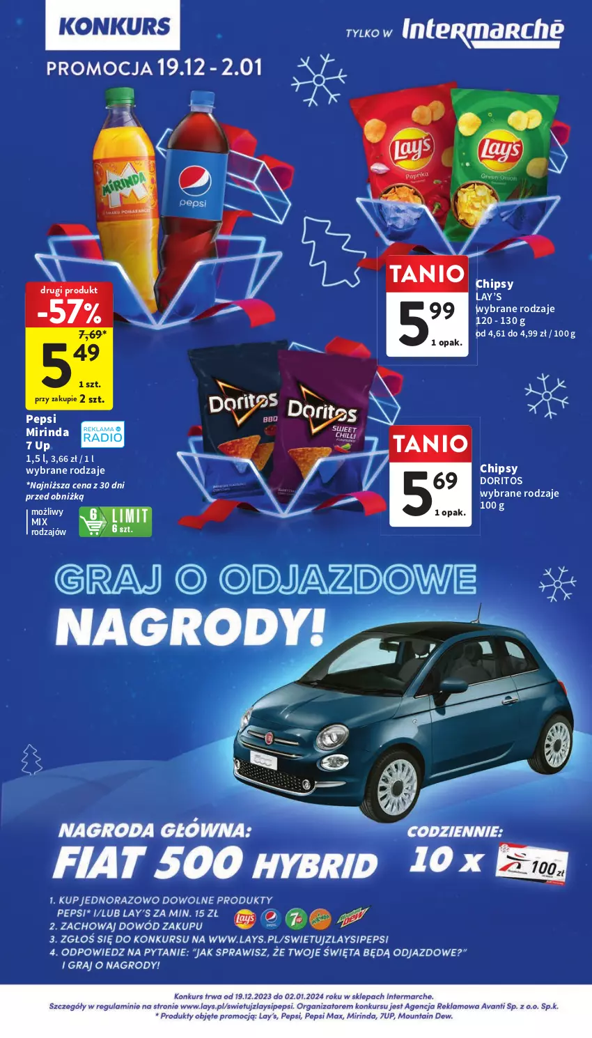 Gazetka promocyjna Intermarche - Gazetka Intermarche - ważna 19.12 do 23.12.2023 - strona 39 - produkty: Chipsy, Lay’s, Mirinda, Pepsi