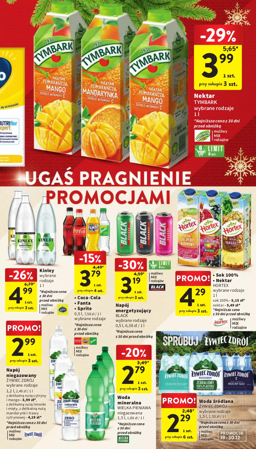 Gazetka promocyjna Intermarche - Gazetka Intermarche - ważna 19.12 do 23.12.2023 - strona 41 - produkty: Coca-Cola, Cytryny, Fa, Fanta, Hortex, Lack, LANA, Mandarynki, Mango, Napój, Napój niegazowany, Nektar, Sok, Sprite, Tymbark, Woda, Woda mineralna