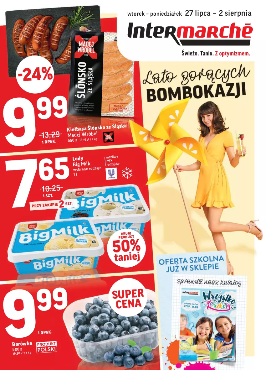 Gazetka promocyjna Intermarche - Gazetka promocyjna - ważna 27.07 do 02.08.2021 - strona 1 - produkty: Big Milk, Borówka, Lody, Madej Wróbel