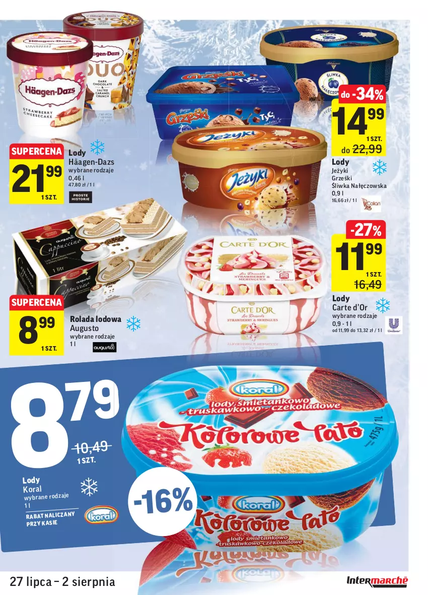 Gazetka promocyjna Intermarche - Gazetka promocyjna - ważna 27.07 do 02.08.2021 - strona 17 - produkty: Grześki, Jeżyki, Lody, Rolada