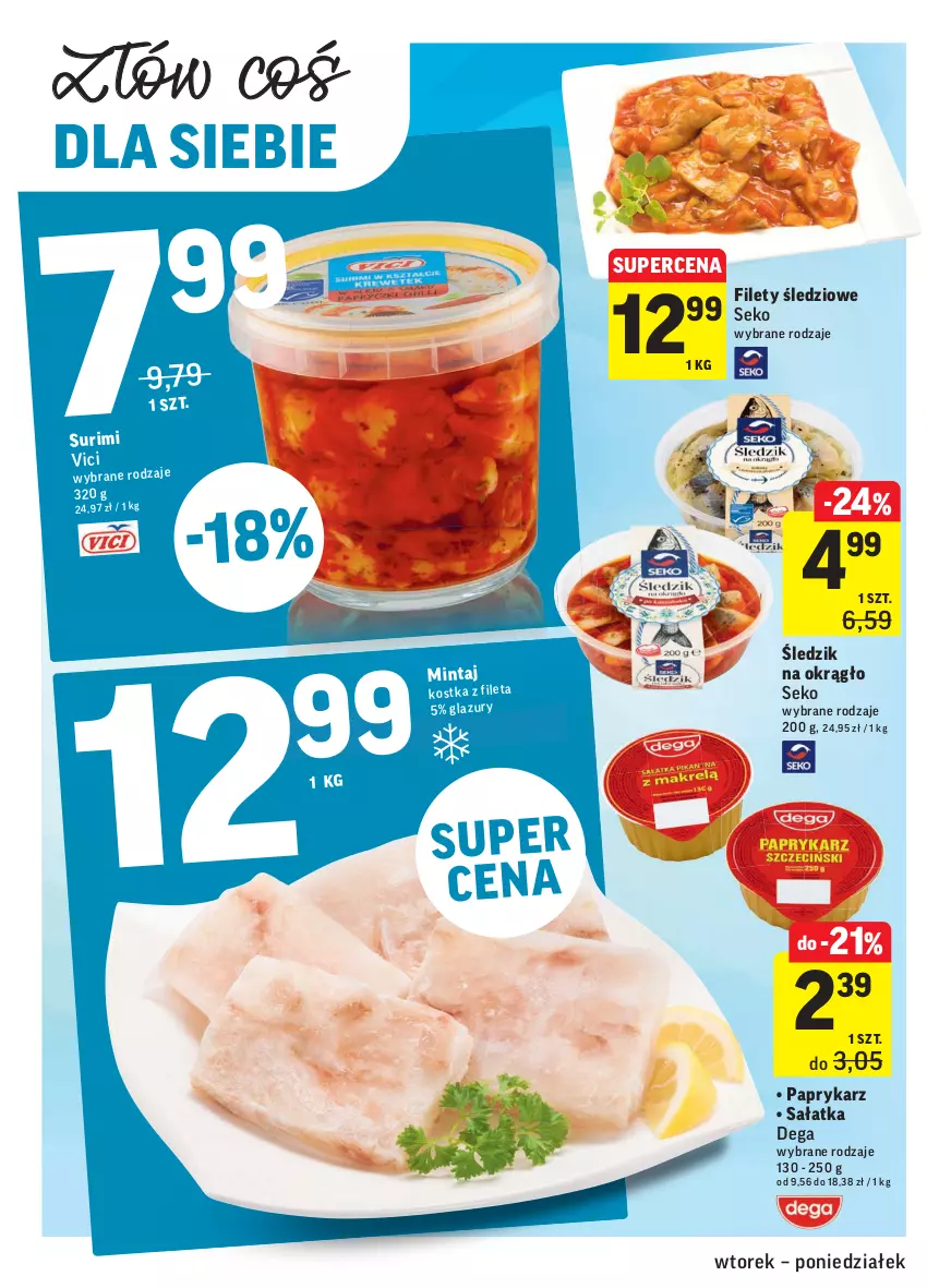 Gazetka promocyjna Intermarche - Gazetka promocyjna - ważna 27.07 do 02.08.2021 - strona 18 - produkty: Dega, Mintaj, Papryka, Paprykarz, Sałat, Sałatka, SEKO, Surimi