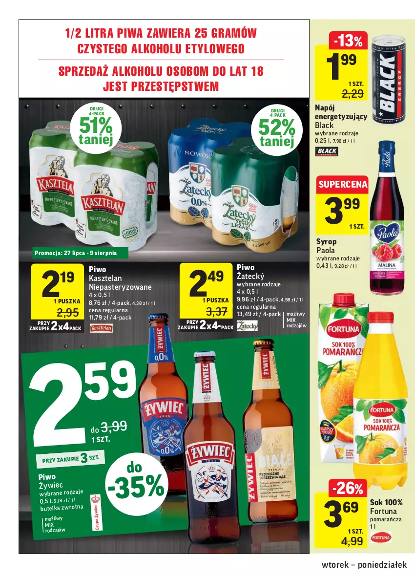 Gazetka promocyjna Intermarche - Gazetka promocyjna - ważna 27.07 do 02.08.2021 - strona 28 - produkty: Fortuna, Gra, Kasztelan, Lack, Napój, Paola, Piwa, Piwo, Sok, Syrop