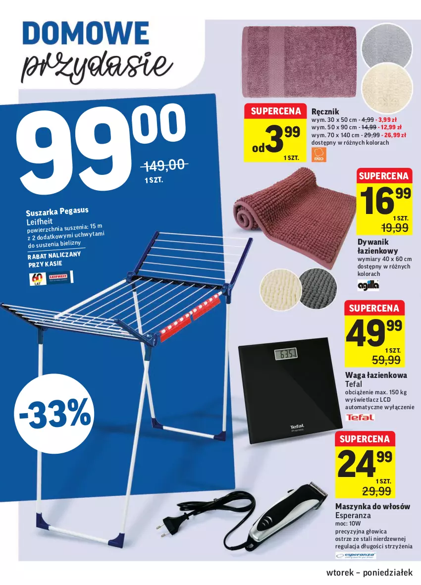 Gazetka promocyjna Intermarche - Gazetka promocyjna - ważna 27.07 do 02.08.2021 - strona 36 - produkty: Asus, Dywan, Dywanik, Dywanik łazienkowy, Fa, Maszynka, Ręcznik, Suszarka, Szynka, Tefal, Waga, Waga łazienkowa