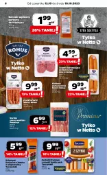 Gazetka promocyjna Netto - Artykuły spożywcze - Gazetka - ważna od 18.10 do 18.10.2023 - strona 6 - produkty: Salami, Parówki, Stół, Kiełbasa podwawelska, Wawel, Szynka, Tarczyński, Boczek, Frankfurterki, Kabanos, Kiełbasa, Fa