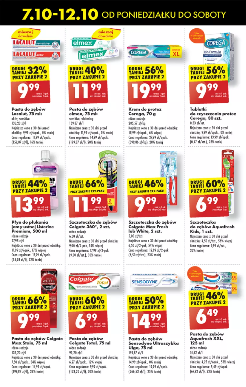 Gazetka promocyjna Biedronka - Od Poniedziałku - ważna 07.10 do 12.10.2024 - strona 59 - produkty: Aquafresh, Colgate, Colgate Total, Corega, Elmex, Lacalut, LG, Listerine, Pasta do zębów, Płyn do płukania, Płyn do płukania jamy ustnej, Sensodyne, Szczoteczka, Szczoteczka do zębów, Tablet