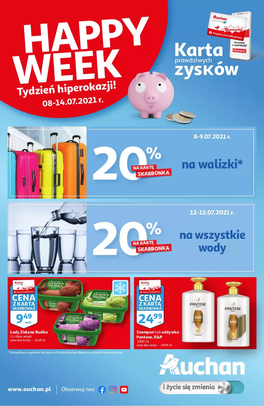 Gazetka promocyjna Auchan - Skarbonka #27 - ważna 08.07 do 14.07.2021 - strona 1 - produkty: Lody, Odżywka, Pantene, Ser, Szampon, Zielona Budka
