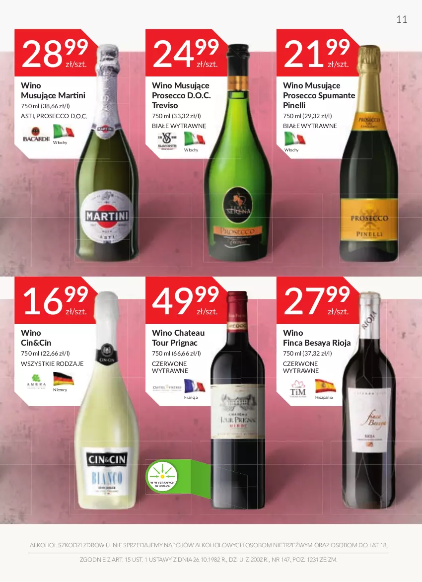 Gazetka promocyjna Stokrotka - Oferta alkoholowa - ważna 14.10 do 09.11.2021 - strona 11 - produkty: Martini, Mus, Prosecco, Puma, Rioja, Wino, Wino musujące