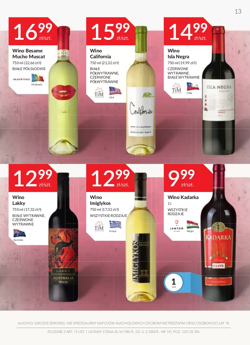 Gazetka promocyjna Stokrotka - Oferta alkoholowa - ważna 14.10 do 09.11.2021 - strona 13 - produkty: Gra, Gry, Isla, Mus, Wino