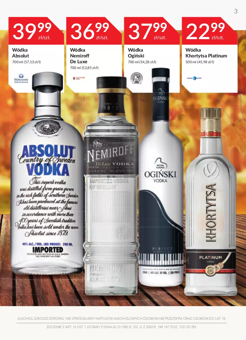 Gazetka promocyjna Stokrotka - Oferta alkoholowa - ważna 14.10 do 09.11.2021 - strona 3 - produkty: Absolut, Ogiński, Wódka