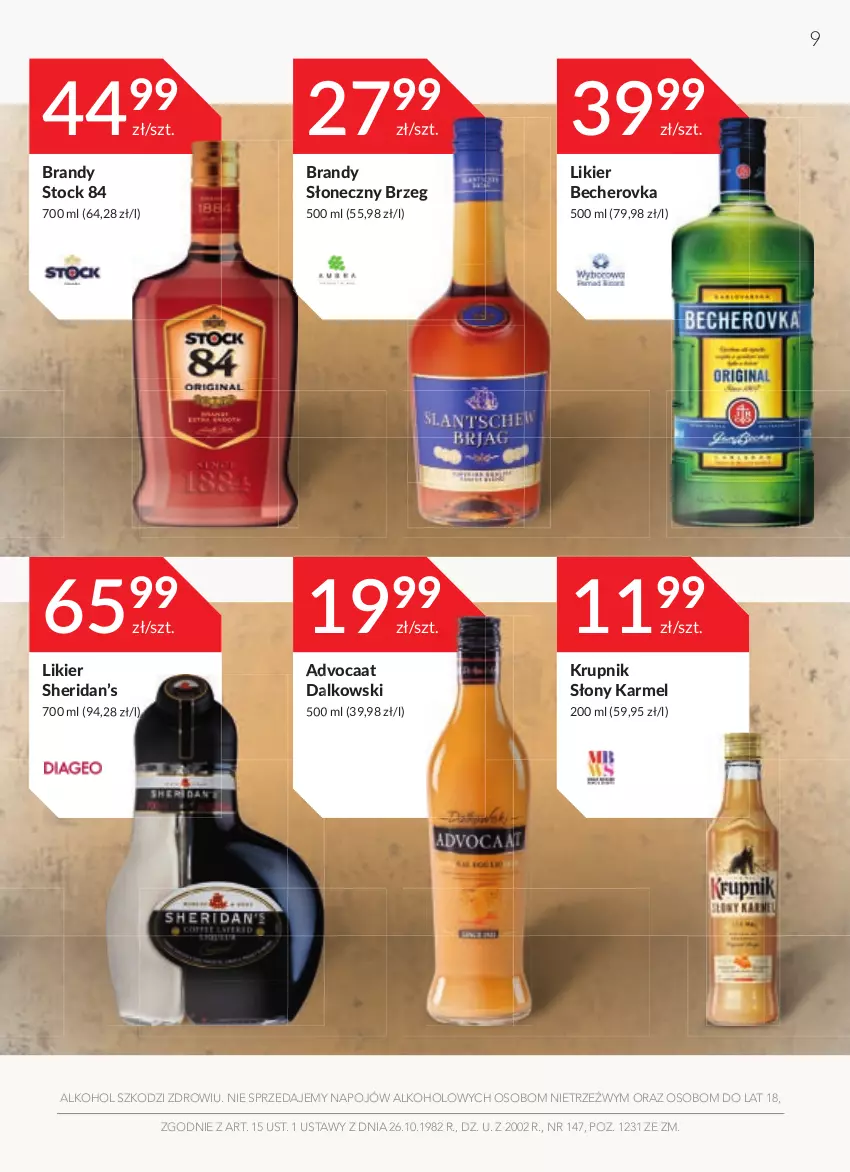 Gazetka promocyjna Stokrotka - Oferta alkoholowa - ważna 14.10 do 09.11.2021 - strona 9 - produkty: Advocaat, Brandy, Krupnik, Likier, Stock