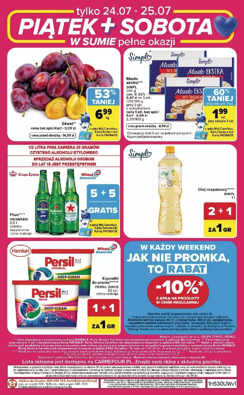 Gazetka promocyjna Carrefour - Gazetka Carrefour, Market w SUMIE od czwartku WEEKEND OKAZJI - ważna 23.07 do 25.07.2026 - strona 8 - produkty: Fa, Gra, Heineken, Kapsułki do prania, Masło, Olej, Olej rzepakowy, Persil, Piwa, Por