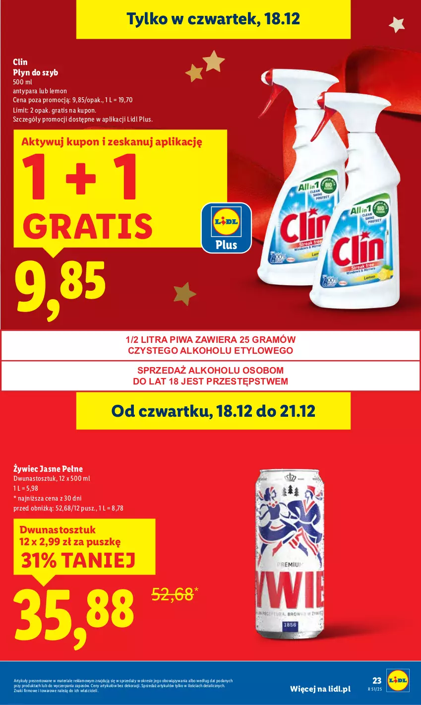 Gazetka promocyjna Lidl - GAZETKA - ważna 18.12 do 21.12.2025 - strona 23 - produkty: Clin, Gra, Piwa, Płyn do szyb