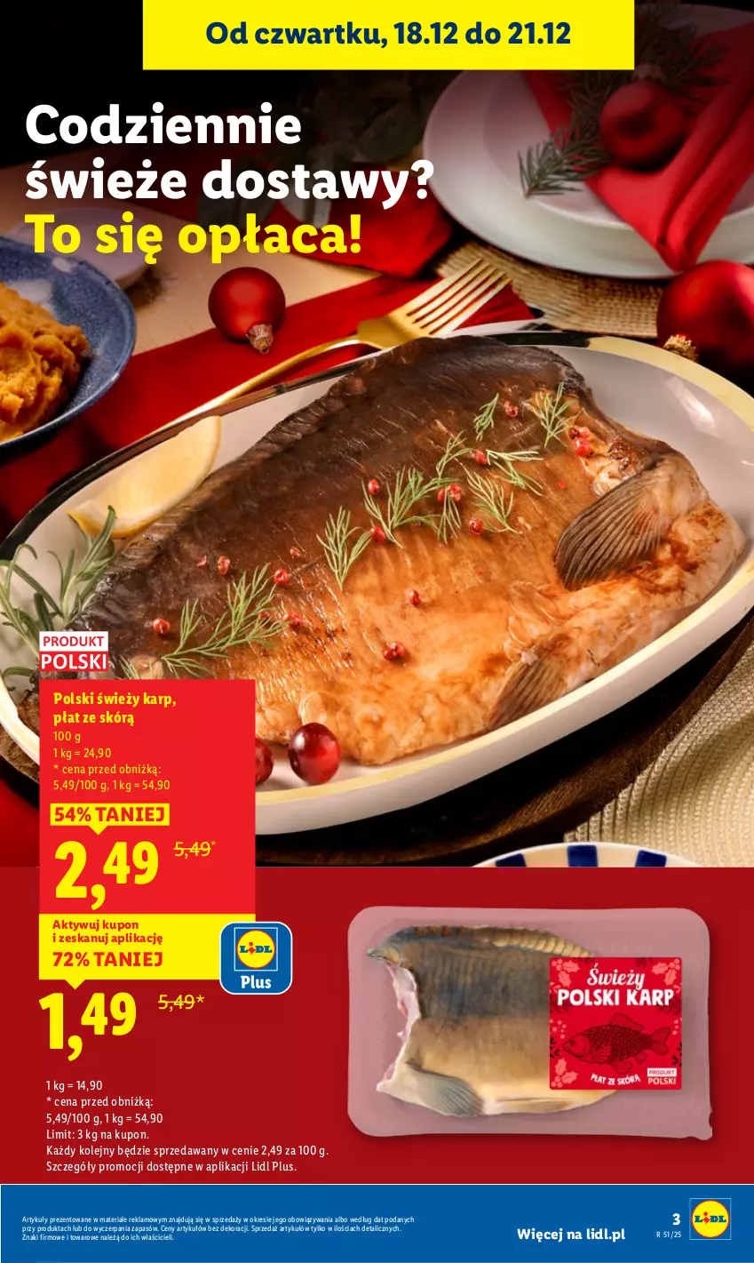 Gazetka promocyjna Lidl - GAZETKA - ważna 18.12 do 21.12.2025 - strona 3 - produkty: Karp, Olej