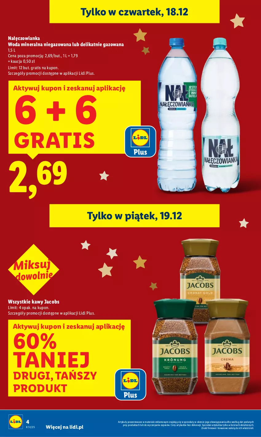 Gazetka promocyjna Lidl - GAZETKA - ważna 18.12 do 21.12.2025 - strona 4 - produkty: Gra, Jacobs, Nałęczowianka, Woda, Woda mineralna