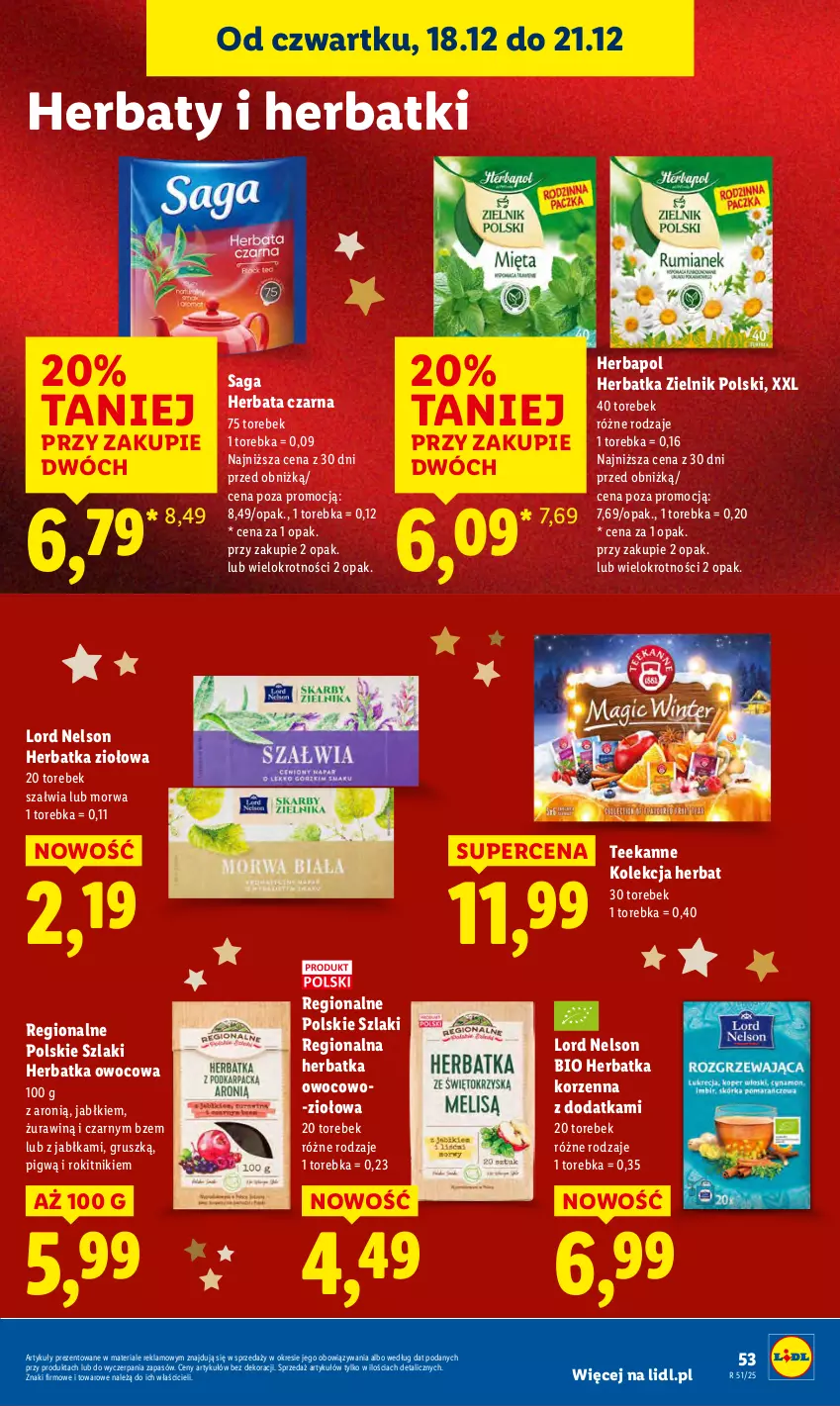 Gazetka promocyjna Lidl - GAZETKA - ważna 18.12 do 21.12.2025 - strona 55 - produkty: Herbapol, Herbata, Herbata czarna, Jabłka, Saga, Teekanne, Torebka